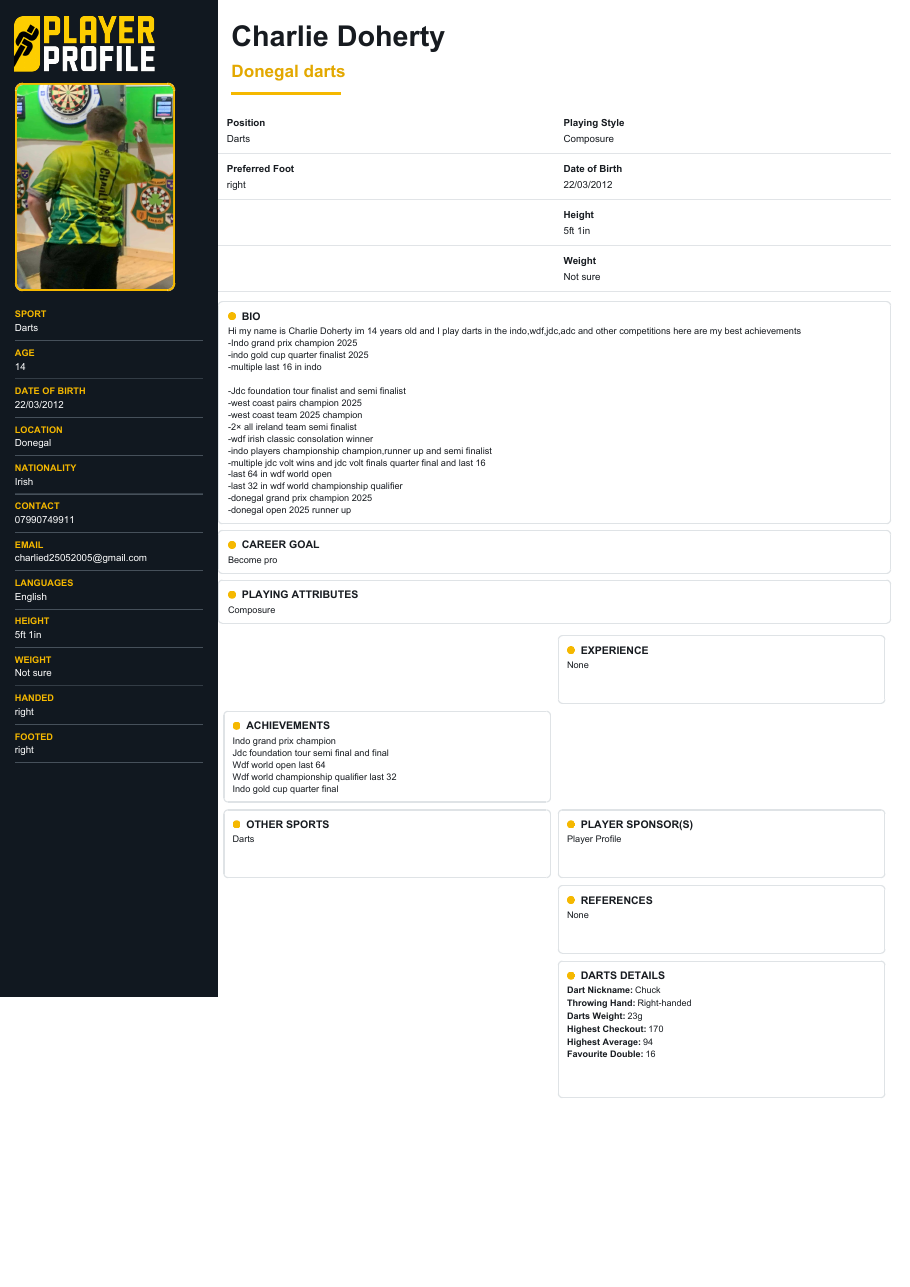Charlie Doherty sample CV