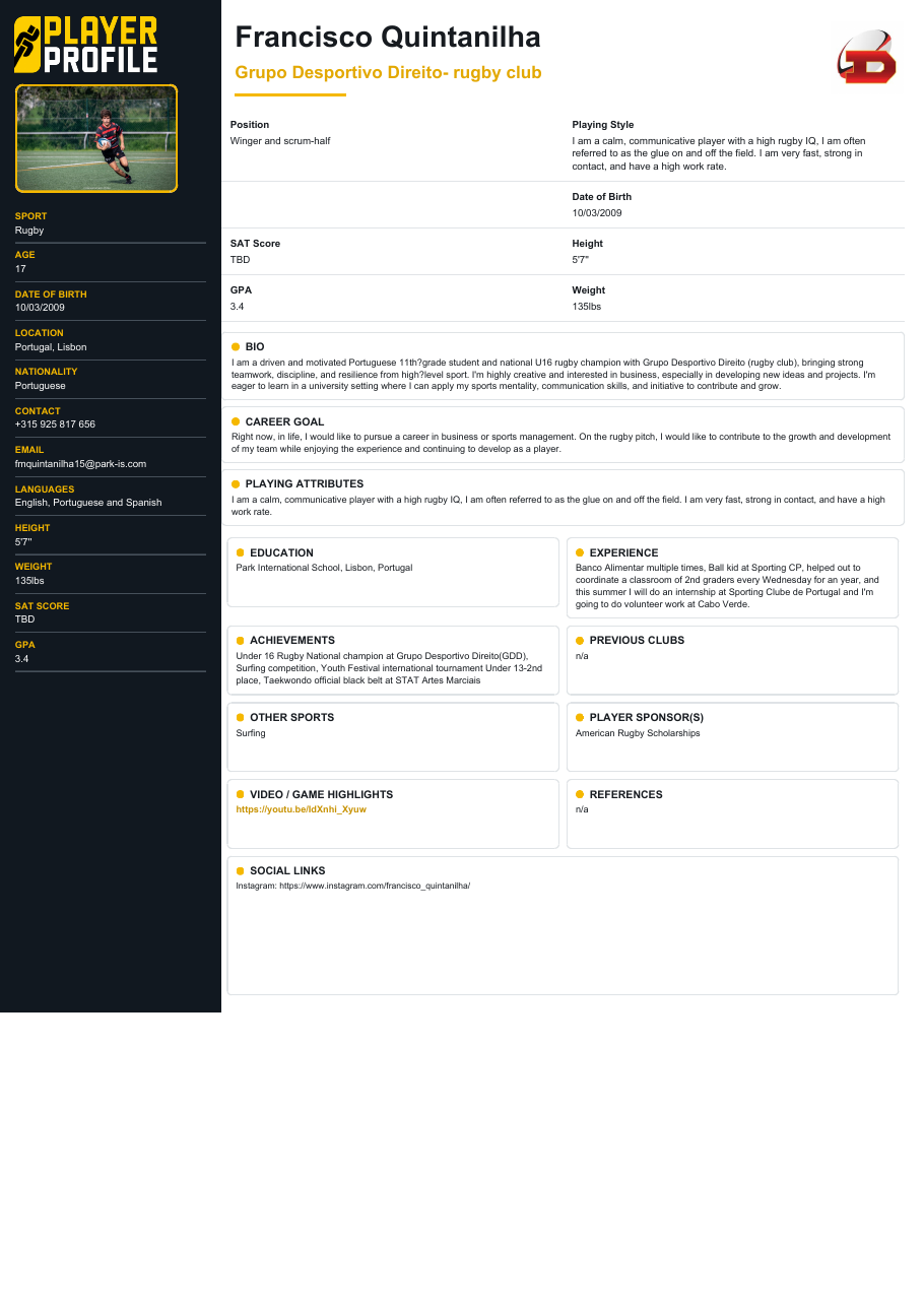 Francisco Quintanilha sample CV